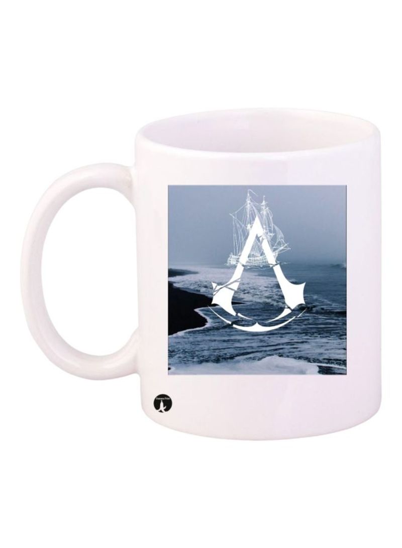 RKN Assassin's Creed Video Game Printed Mug White/Blue/Black Standard Size