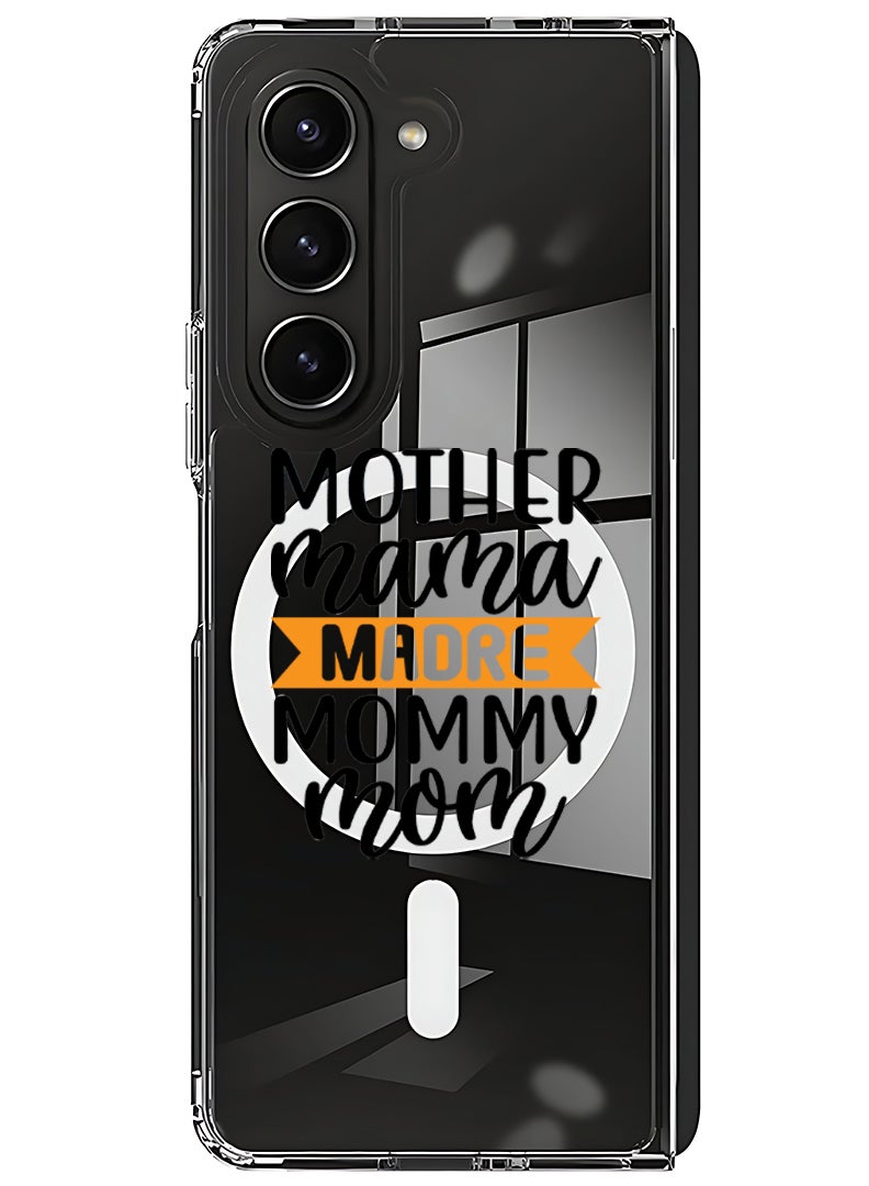 Theodor Magnetic Case for Samsung Galaxy Z Fold 6 Compatible with MagSafe Wireless Charging, Shockproof Phone Bumper Cover mother mama Black - Image 1