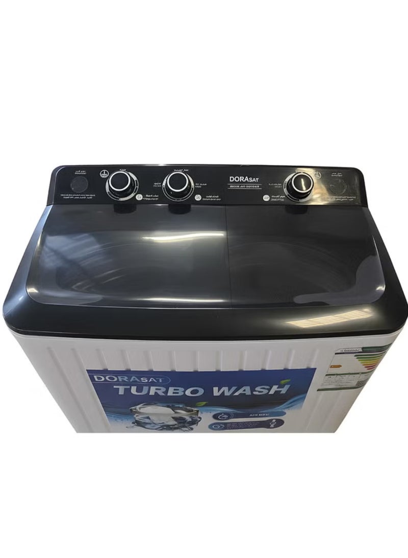 Dora Sat Twin Tub Washing Machine - Top Load - 6.5 kg - White/Black - DS7TWM - Image 2