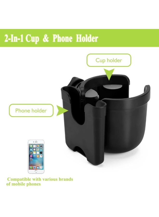 لياكم حامل أكواب لعربة الأطفال مع حامل هاتف، حامل لعربة الأطفال، حامل لزجاجة حليب الأطفال، حامل لأكواب الدراجات، حامل أكواب عالمي لعربات Uppababy Nuna Doona، حامل هاتف 2 في 1 لعربة الأطفال، الدراجة، الكرسي المتحرك، المشاية، السكوتر. - Image 3