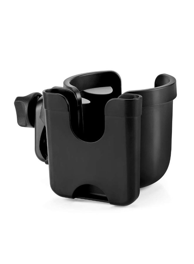 لياكم حامل أكواب لعربة الأطفال مع حامل هاتف، حامل لعربة الأطفال، حامل لزجاجة حليب الأطفال، حامل لأكواب الدراجات، حامل أكواب عالمي لعربات Uppababy Nuna Doona، حامل هاتف 2 في 1 لعربة الأطفال، الدراجة، الكرسي المتحرك، المشاية، السكوتر. - Image 1