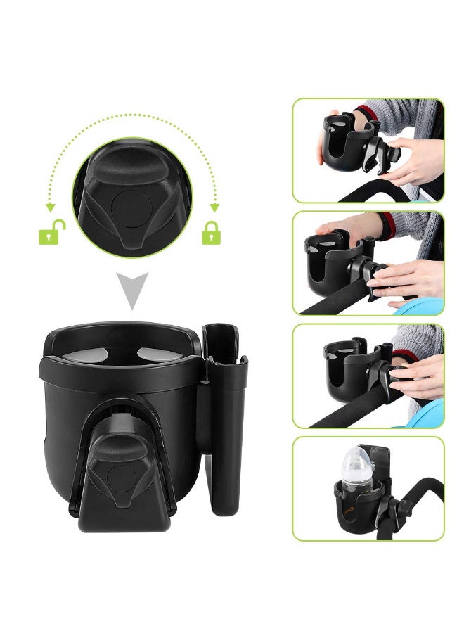 لياكم حامل أكواب لعربة الأطفال مع حامل هاتف، حامل لعربة الأطفال، حامل لزجاجة حليب الأطفال، حامل لأكواب الدراجات، حامل أكواب عالمي لعربات Uppababy Nuna Doona، حامل هاتف 2 في 1 لعربة الأطفال، الدراجة، الكرسي المتحرك، المشاية، السكوتر. - Image 5