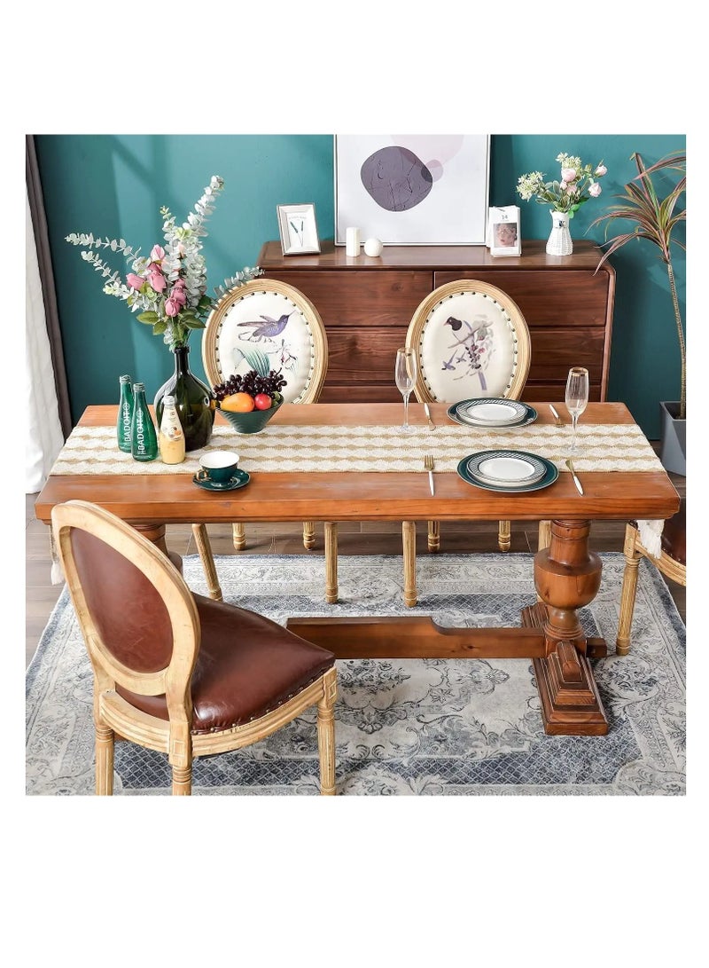 كابتن تيك Table Runners 90 inches Long, Macrame Table Runner Farmhouse Style, Splicing Bohemian Rustic Table Runner with Tassels for Home, Wedding and Party, Farmhouse Home Decoration for Kitchen(13*90 inches) - Image 4