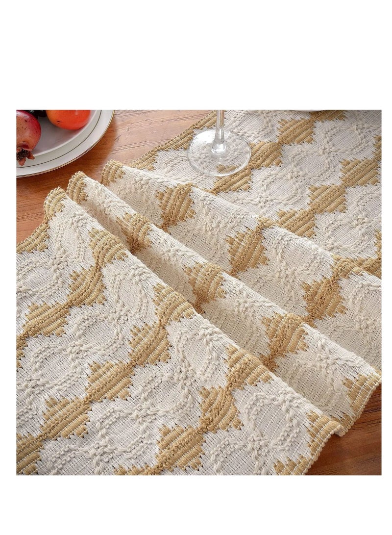 كابتن تيك Table Runners 90 inches Long, Macrame Table Runner Farmhouse Style, Splicing Bohemian Rustic Table Runner with Tassels for Home, Wedding and Party, Farmhouse Home Decoration for Kitchen(13*90 inches) - Image 5