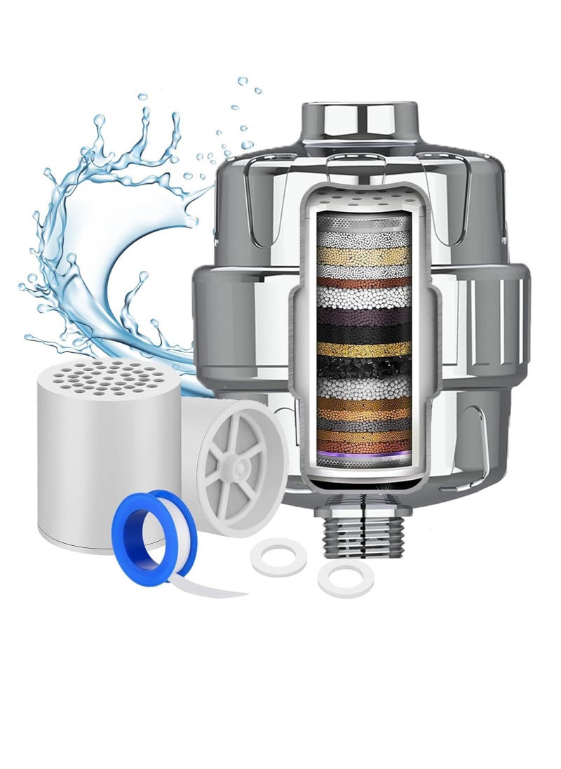 Rightsure - Shower Filter, 25-Level High Output Hard Water Shower Head Filter with 3 Replaceable Filter Cartridges, Universal Shower Head Water Filter, Removes Chlorine (White) - Image 1