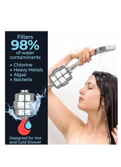 Rightsure Shower Filter, 25-Level High Output Hard Water Shower Head Filter with 3 Replaceable Filter Cartridges, Universal Shower Head Water Filter, Removes Chlorine (White)  - Image 5