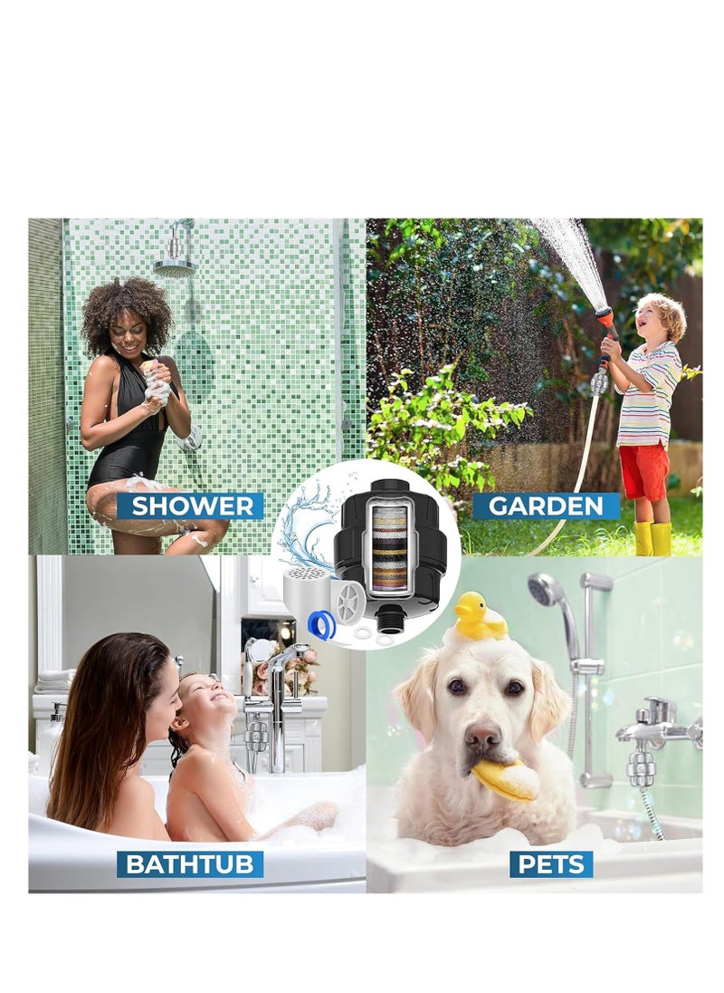 Rightsure - Shower Filter, 25-Level High Output Hard Water Shower Head Filter with 3 Replaceable Filter Cartridges, Universal Shower Head Water Filter, Removes Chlorine (White) - Image 1