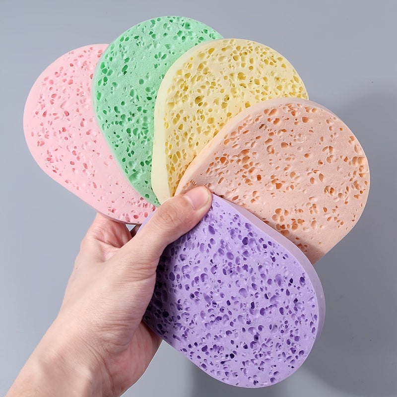 Pink Oval Facial Cleansing Sponges For Makeup Removal Beauty Tools 5 Pack - Image 5