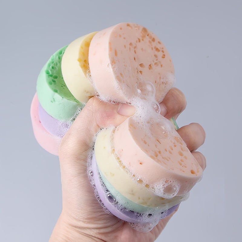 Pink Oval Facial Cleansing Sponges For Makeup Removal Beauty Tools 5 Pack - Image 2