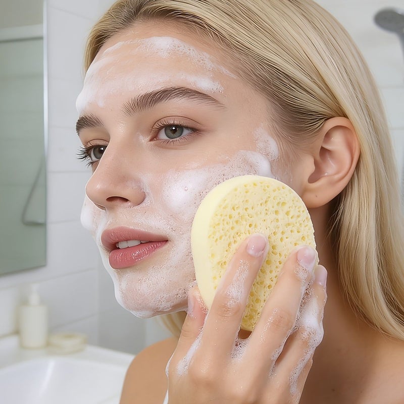 Pink Oval Facial Cleansing Sponges For Makeup Removal Beauty Tools 5 Pack - Image 4