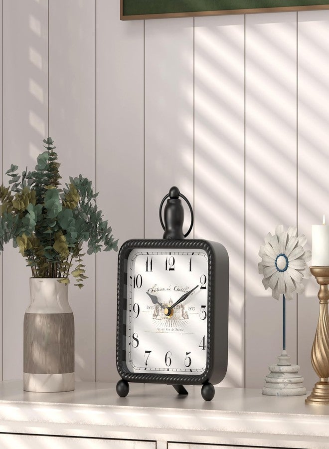 ChimeTide Vintage Black Table Clock on Stand, Desk and Shelf Decor Clock, French Rustic Style Mantel Clocks for Farmhouse, Living Room, Bedroom, Bedside, Gift (8.5" H x 5.5" W) - Image 3