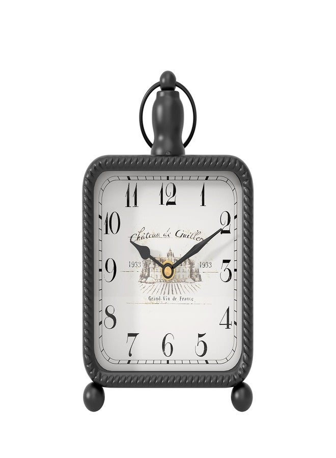 ChimeTide Vintage Black Table Clock on Stand, Desk and Shelf Decor Clock, French Rustic Style Mantel Clocks for Farmhouse, Living Room, Bedroom, Bedside, Gift (8.5" H x 5.5" W) - Image 1