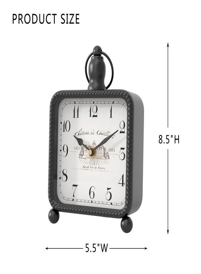 ChimeTide Vintage Black Table Clock on Stand, Desk and Shelf Decor Clock, French Rustic Style Mantel Clocks for Farmhouse, Living Room, Bedroom, Bedside, Gift (8.5" H x 5.5" W) - Image 2