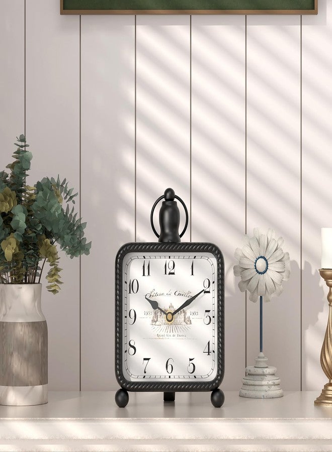 ChimeTide Vintage Black Table Clock on Stand, Desk and Shelf Decor Clock, French Rustic Style Mantel Clocks for Farmhouse, Living Room, Bedroom, Bedside, Gift (8.5" H x 5.5" W) - Image 4