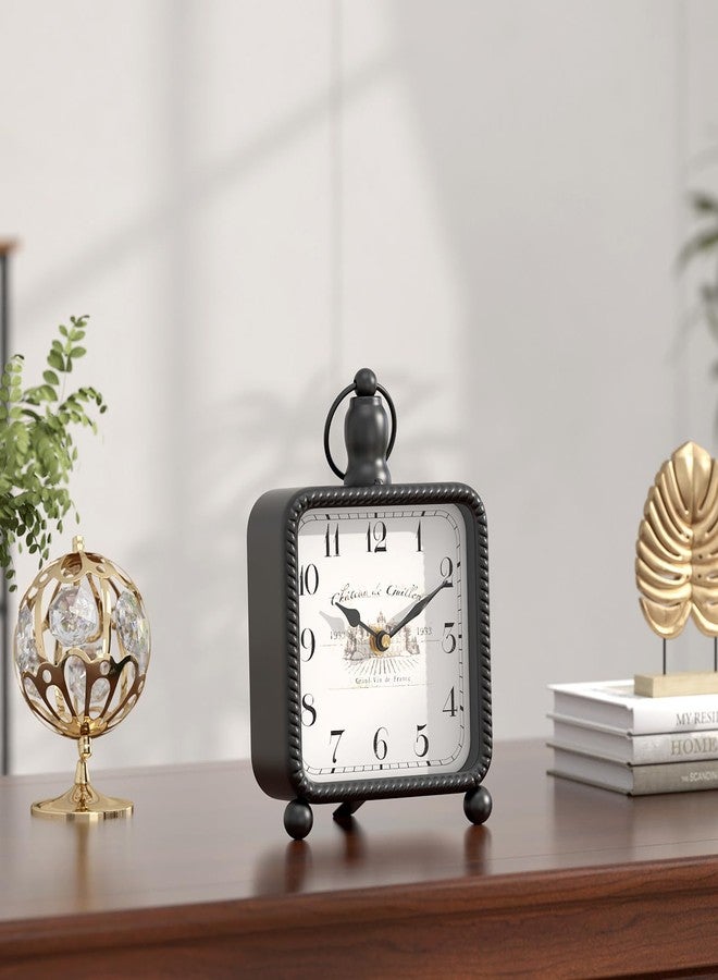 ChimeTide Vintage Black Table Clock on Stand, Desk and Shelf Decor Clock, French Rustic Style Mantel Clocks for Farmhouse, Living Room, Bedroom, Bedside, Gift (8.5" H x 5.5" W) - Image 5