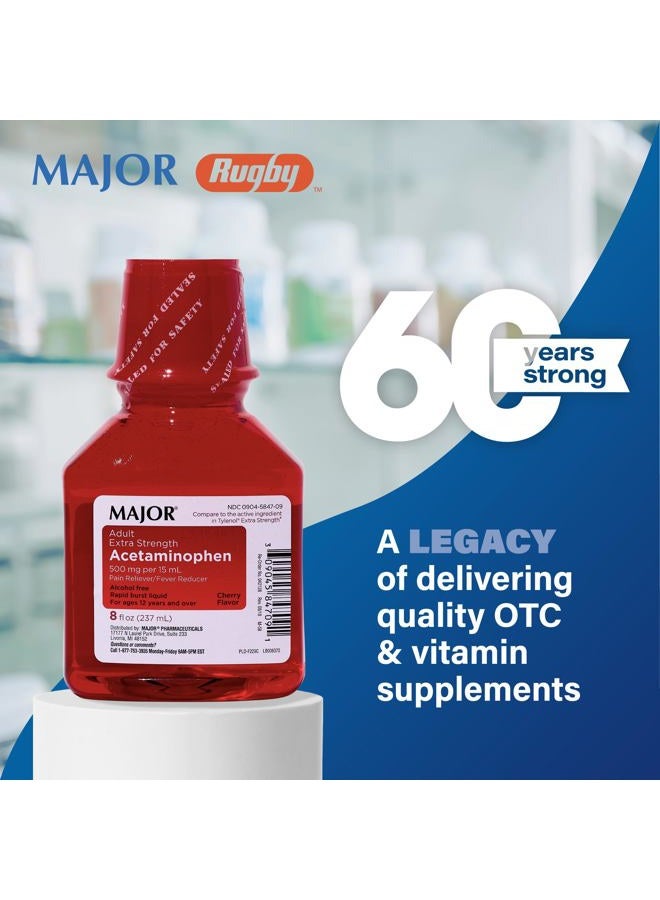 MAJOR Adult Extra Strength Liquid Acetaminophen - 500 mg Acetaminophen/15 mL Dose - Pain Reliever and Fever Reducer - Cherry Flavor - 8 Fl Oz - Image 2