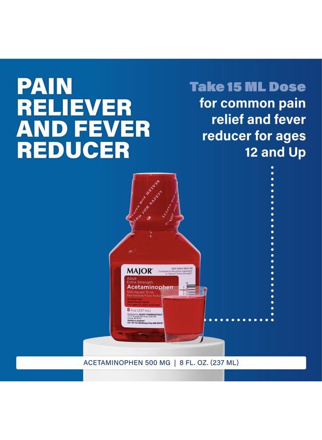 MAJOR Adult Extra Strength Liquid Acetaminophen - 500 mg Acetaminophen/15 mL Dose - Pain Reliever and Fever Reducer - Cherry Flavor - 8 Fl Oz - Image 3