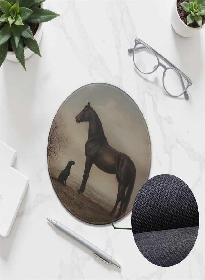 GTYNU Vintage Horse and Dog Round Mouse Pad for Desk 7.9x7.9, Moody Farmhouse Animal Decor, Rustic Country Landscape Mousepad for Work Computers Laptop Home Office Dorm Desk Accessories - Image 5