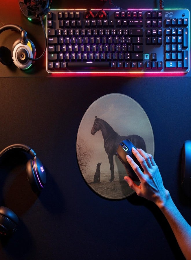 GTYNU Vintage Horse and Dog Round Mouse Pad for Desk 7.9x7.9, Moody Farmhouse Animal Decor, Rustic Country Landscape Mousepad for Work Computers Laptop Home Office Dorm Desk Accessories - Image 4
