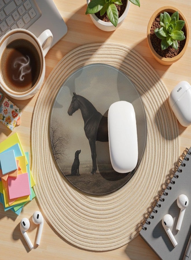 GTYNU Vintage Horse and Dog Round Mouse Pad for Desk 7.9x7.9, Moody Farmhouse Animal Decor, Rustic Country Landscape Mousepad for Work Computers Laptop Home Office Dorm Desk Accessories - Image 3