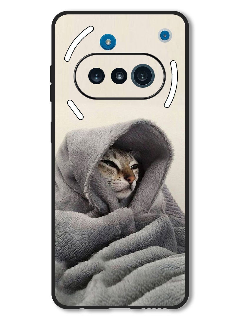 Theodor Case Compatible with Nothing Phone 3a Protection Shockproof Bumper Cover Cat in Blanket - Image 1