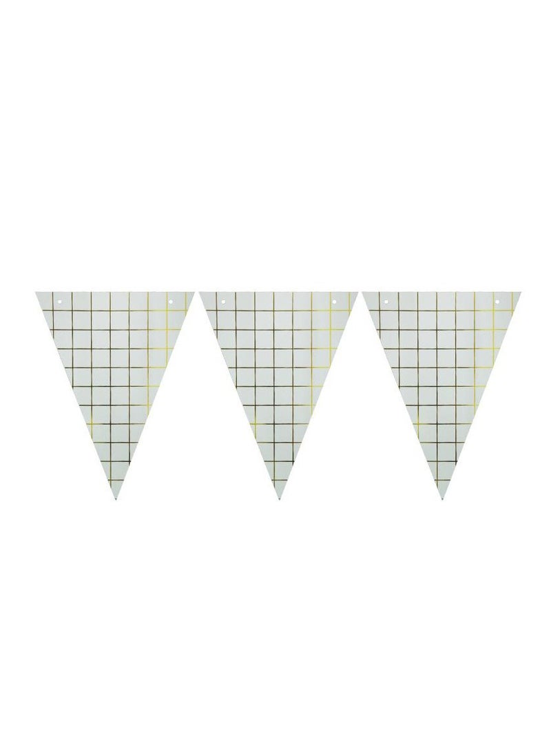 PARTY FUN Banner 10 Flags, 3 Meters of Elegant Celebration in Golden and White  - Image 1