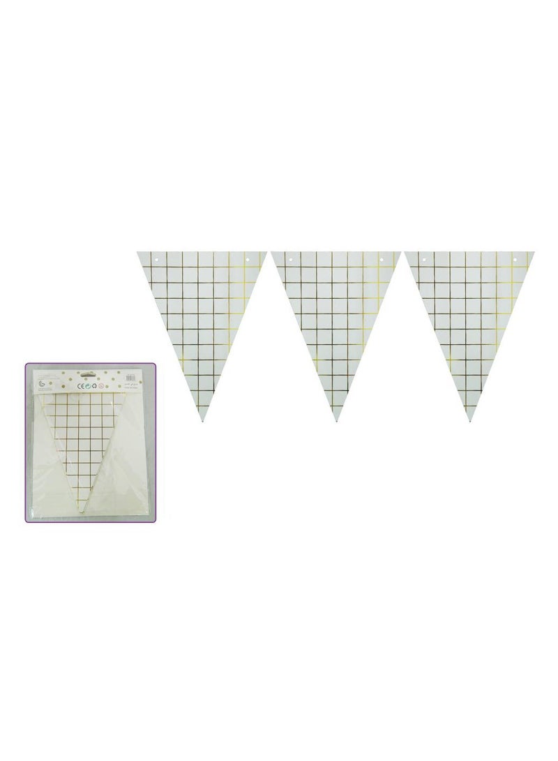 PARTY FUN Banner 10 Flags, 3 Meters of Elegant Celebration in Golden and White  - Image 2