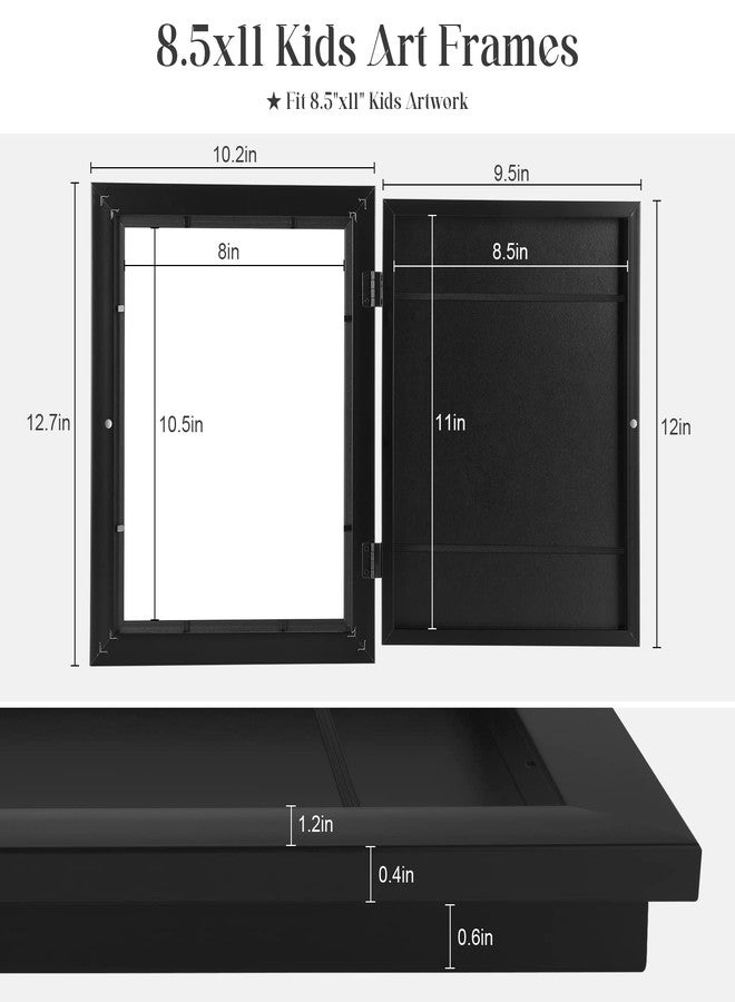 GULETHUN [3-Pack] Kids Art Frames, 8.5x11 Front Opening Kids Artwork Frames Changeable, Black Artwork Display Storage Frame for Wall, Holds 50 Pcs, for 3D Picture, Crafts, Hanging Art, Portfolio - Image 3