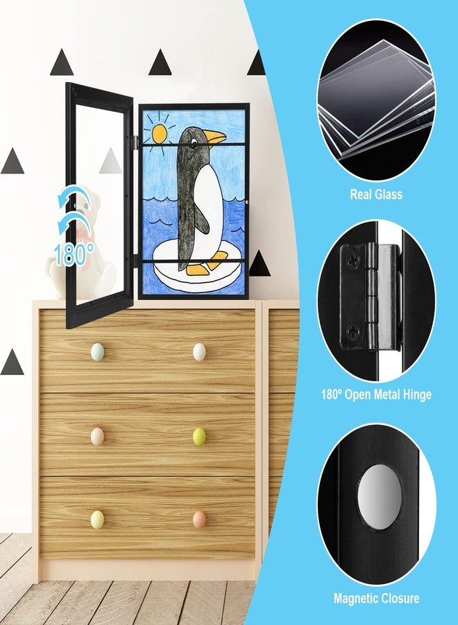 GULETHUN [3-Pack] Kids Art Frames, 8.5x11 Front Opening Kids Artwork Frames Changeable, Black Artwork Display Storage Frame for Wall, Holds 50 Pcs, for 3D Picture, Crafts, Hanging Art, Portfolio - Image 5