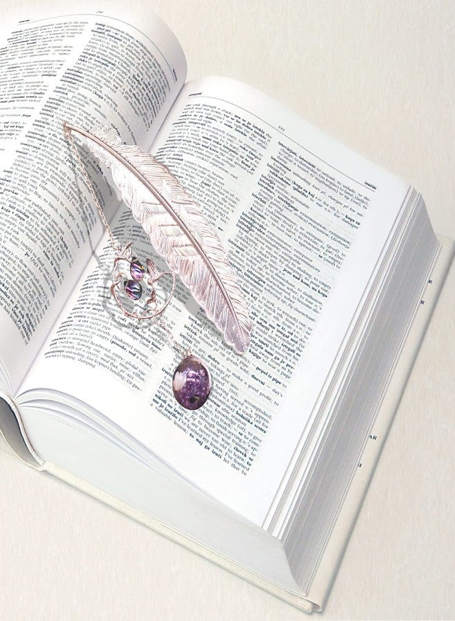 SAYEEC Metal Feather Bookmark Rose Gold Bookmarks with 3D Hummingbird Pendant Unique Book Marks Page Marker Teacher Appreciation Mother's Day Valentine's Day Birthday Gifts for Women Girls Book Lovers - Image 3