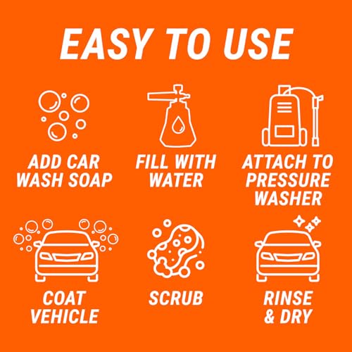 ARMOR ALL طقم مسدس الرغوة 2 في 1 من أرمور أول، طقم تنظيف السيارات يتصل بغسالات الضغط وخراطيم الحدائق لتنظيف المركبات، يتضمن مسدس رغوة، وموزع رغوة، ومحول مريح، 1 قطعة - Image 5