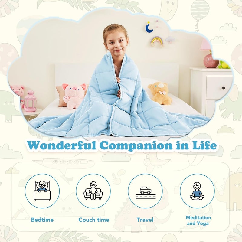 CuteKing Weighted Blanket - Weighted Blanket with Premium Glass Beads - Breathable Heavy Blanket for Comfortable Rest - Thick Blanket All Season (10lbs, 40"x60", Light Blue) - Image 4