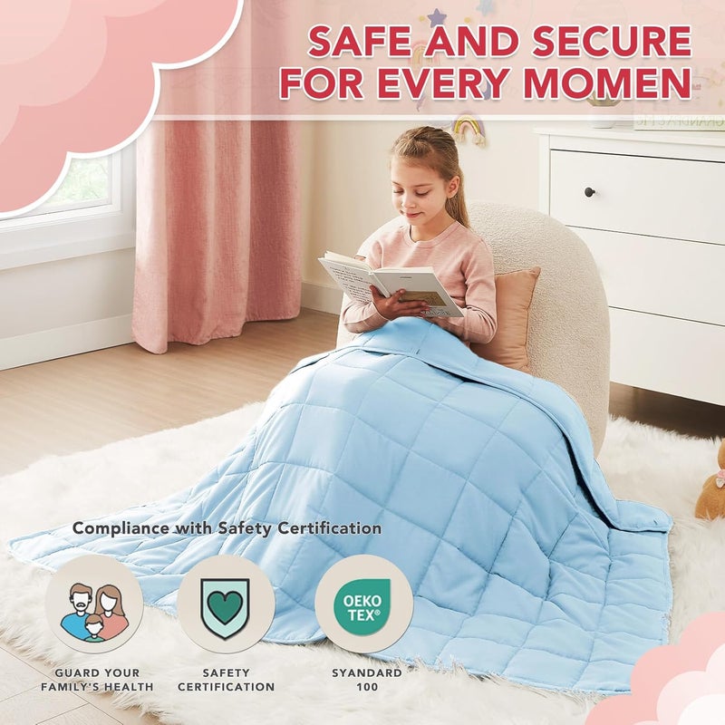 CuteKing Weighted Blanket - Weighted Blanket with Premium Glass Beads - Breathable Heavy Blanket for Comfortable Rest - Thick Blanket All Season (10lbs, 40"x60", Light Blue) - Image 2