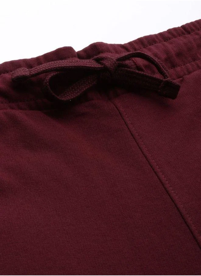 The Indian Garage Co Men Slim Fit Solid Mid-Rise Stretchable Knitted Jogger Trousers