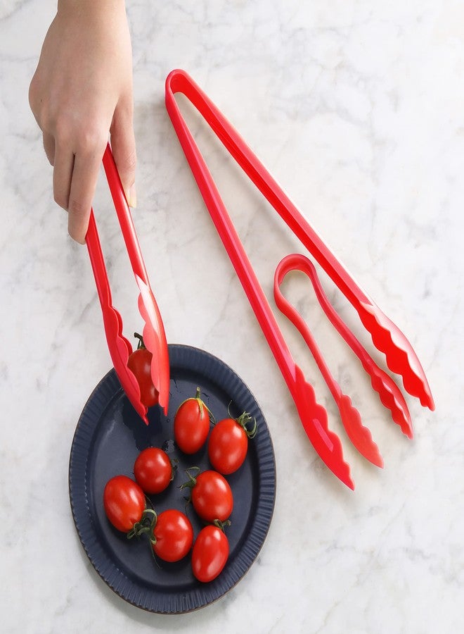 نيو ستار فود سيرفيس ملقط متعدد الاستخدامات من نيو ستار فود سيرفيس 35544، مصنوع من بلاستيك مقاوم للحرارة العالية، ذو حواف مسننة، 12 بوصة، طقم من 12 قطعة، أحمر - Image 5