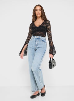 Ginger Scallop Lace Detail Fitted Top  - Image 4