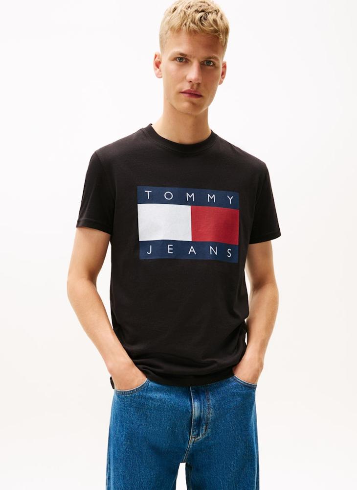 TOMMY JEANS Flag Badge Jersey Crew Neck T-Shirt - Image 1