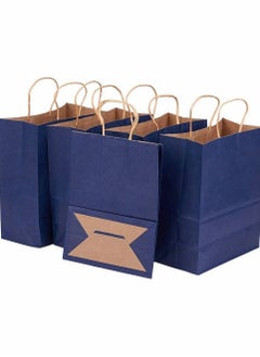 Y&D Kraft Paper Bags with Twisted Handles, Shopping Party Favor Gift Packaging Portable Bag for Birthday Wedding Parties, Holidays and Other Occasions (15 Pack, Dark Blue)  - Image 1
