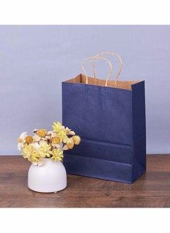 Y&D Kraft Paper Bags with Twisted Handles, Shopping Party Favor Gift Packaging Portable Bag for Birthday Wedding Parties, Holidays and Other Occasions (15 Pack, Dark Blue)  - Image 3