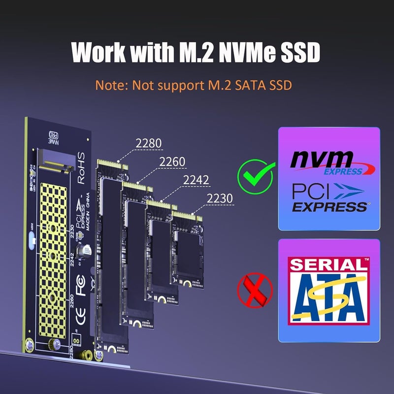 GLOTRENDS محول PA09-HS M.2 NVMe إلى PCIe 4.0 X4 مع مبرد M.2 لوحدة تخزين M.2 NVMe SSD - Image 4