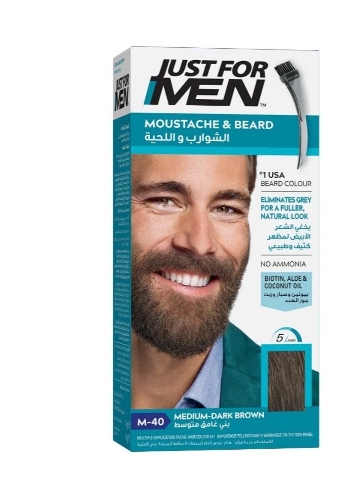 Just For Men Moustache-beard Gel Med Dark Brown - Image 1