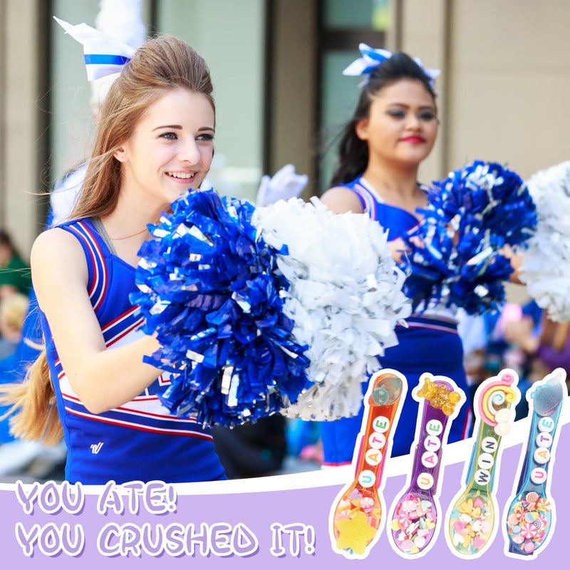 Fayoo 50 Pack DIY Cheer Pin Kit - 50 pcs Wooden Clothes Pins, U ATE Beads, Cheer Spoons and Charms for Pep Rally Cheerleader Gifts Team Spirit Gifts for Girls Sports, Volleyball (Bright Color) - Image 5