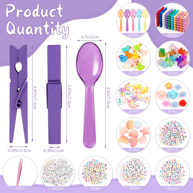 Fayoo 50 Pack DIY Cheer Pin Kit - 50 pcs Wooden Clothes Pins, U ATE Beads, Cheer Spoons and Charms for Pep Rally Cheerleader Gifts Team Spirit Gifts for Girls Sports, Volleyball (Bright Color) - Image 2