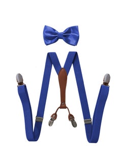 Generic Fashionable Trendy Unisex Elastic Adjustable Suspenders Anti-slip Universal Bib Pants For Adults Kids Loose Fitting Royal Blue 