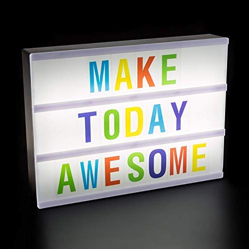 IKTU Plastic LED Cinematic Light Decorative Box Sign Interchangeable Letters Numbers Symbols Marquee with USB Cable A5 Size 85 Letters Multicolor - Image 5