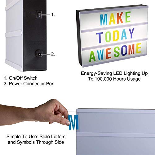 IKTU Plastic LED Cinematic Light Decorative Box Sign Interchangeable Letters Numbers Symbols Marquee with USB Cable A5 Size 85 Letters Multicolor - Image 2