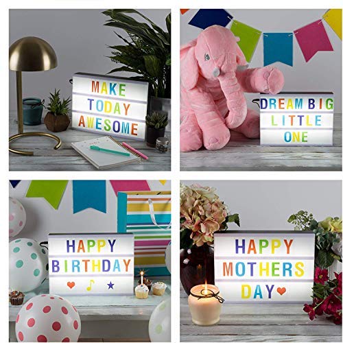 IKTU Plastic LED Cinematic Light Decorative Box Sign Interchangeable Letters Numbers Symbols Marquee with USB Cable A5 Size 85 Letters Multicolor - Image 4
