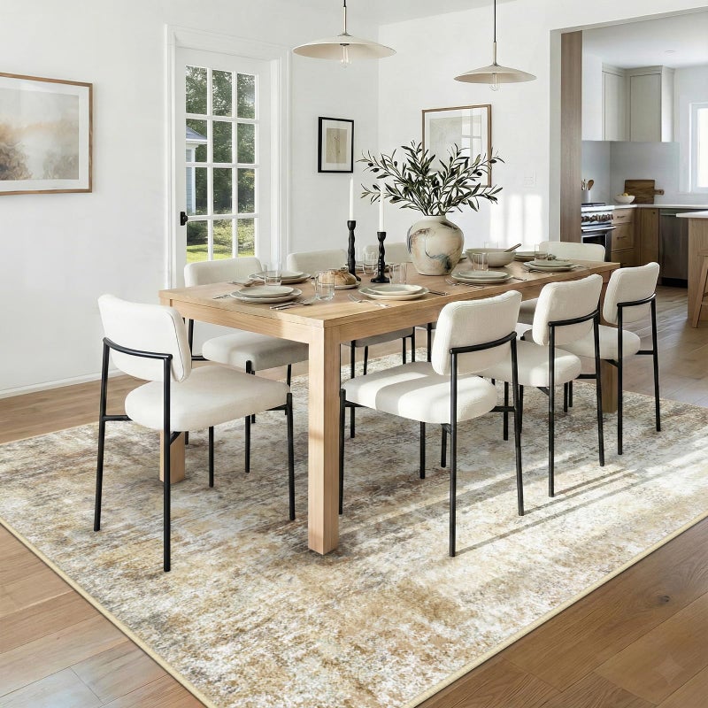 RELEANY Washable Area Rugs 5'x7' Non-Slip Modern Abstract Soft for Living Room Entryway Bedroom Nursery, Print Pattern, Neutral Brown Gray - Image 3