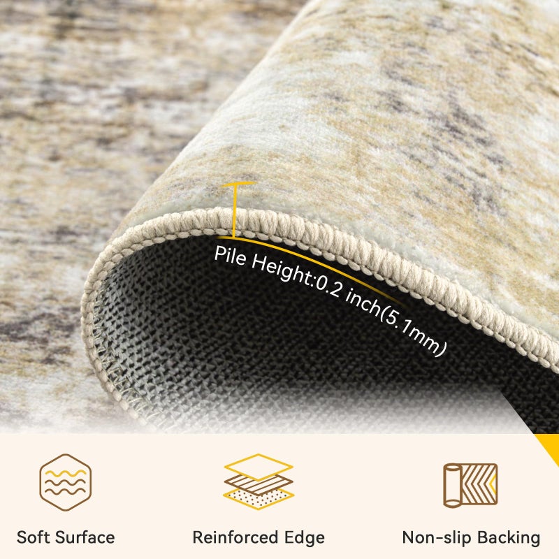 RELEANY Washable Area Rugs 5'x7' Non-Slip Modern Abstract Soft for Living Room Entryway Bedroom Nursery, Print Pattern, Neutral Brown Gray - Image 4