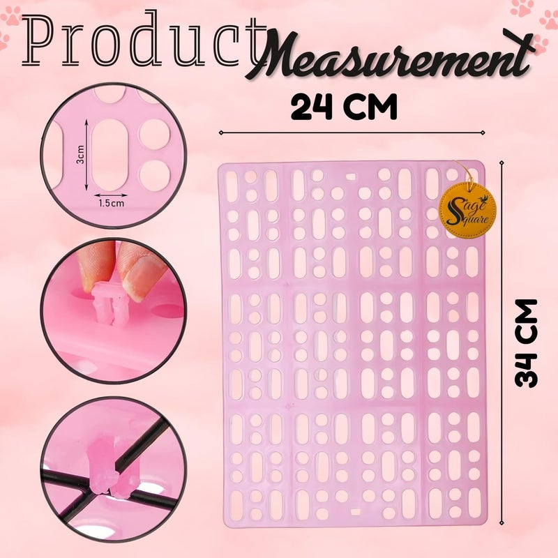 Sage Square Plastic Rabbit Floor Mat Soft, Comfortable, Non-Slip Mat for Small Pets, Ideal for Indoor Use, Easy to Clean, Durable, Pet-Safe, Provides Comfort, Warmth & Hygiene in Cages (Pink) - Image 3
